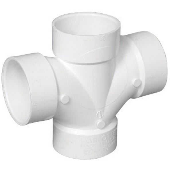 Charlotte Pipe And Foundry Charlotte Pipe Schedule 40 3 in. Hub X 3 in. D Hub PVC Double Sanitary Tee 1 pk PVC004281000 - main